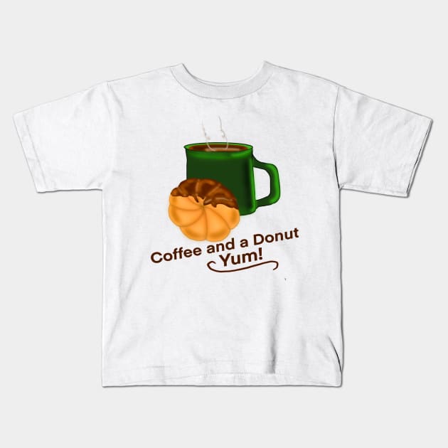 Coffee and a Donut Kids T-Shirt by CATiltedArt